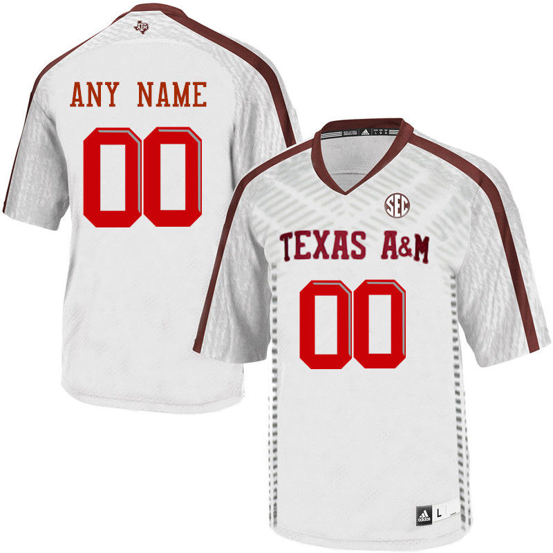 Customs Texas A&M Aggies Men College Football Jerseys-White - Click Image to Close